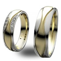 Обручальные кольца WED-1012 | WED-1012-З2314 комбинированные, гладкое и фигурное