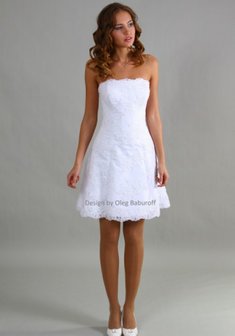 Свадебное платье P22393. А-силуэт, короткое без шлейфа.