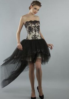 Вечернее платье P22418. С пышной юбкой, короткое со шлейфом.