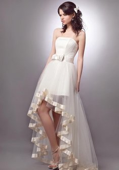 Свадебное платье Бьянка-К23348. С пышной юбкой, короткое со шлейфом.