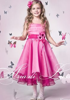 Детское платье С23949. С пышной юбкой, короткое без шлейфа.