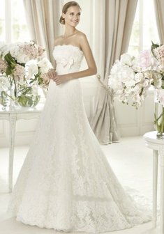 Свадебное платье GOMERA-M24186. А-силуэт, длинное со шлейфом.