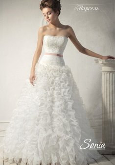 Свадебное платье Марсель-M24206. С пышной юбкой, длинное без шлейфа.