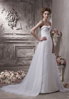 Свадебное платье 2307-L29607. С прямой юбкой, длинное со шлейфом.