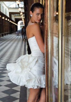 Свадебное платье ENKI-M33456. С пышной юбкой, короткое без шлейфа.