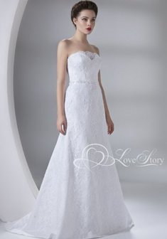 Свадебное платье АВРОРА-B38671. С прямой юбкой, длинное со шлейфом.