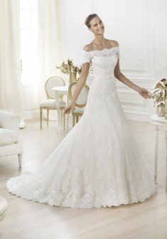 Свадебное платье LETOUR-M39382. А-силуэт, длинное со шлейфом.