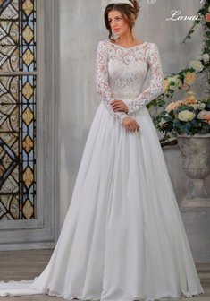 Свадебное платье ЛАВАЙ-B59069. А-силуэт, длинное со шлейфом.