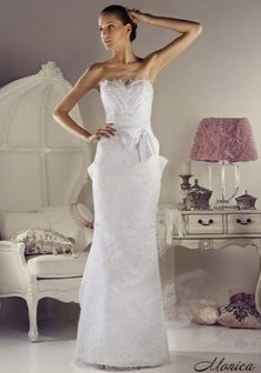 Свадебное платье L65928. С прямой юбкой, длинное без шлейфа.