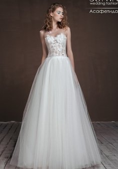 Свадебное платье Асафетида-M65954. С пышной юбкой, длинное без шлейфа.