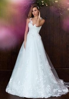 Свадебное платье P65964. С пышной юбкой, длинное со шлейфом.