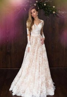 Свадебное платье P65965. А-силуэт, длинное без шлейфа.