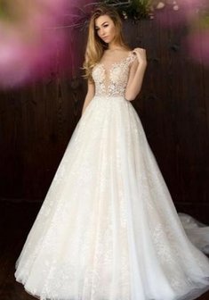 Свадебное платье P65966. С пышной юбкой, длинное со шлейфом.