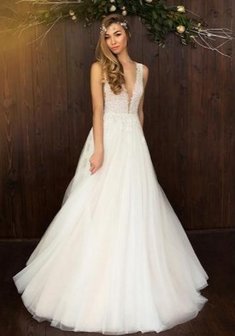 Свадебное платье P65967. А-силуэт, длинное без шлейфа.