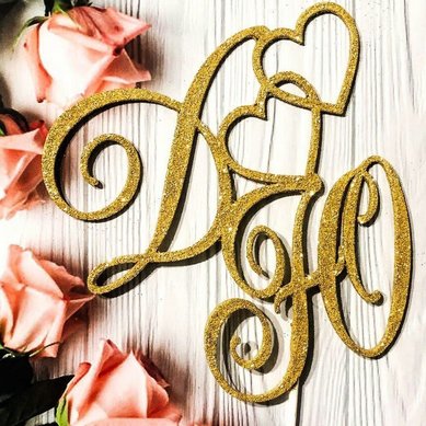 Аксессуар О122530 - Декор Объемные буквы с цветами или блестками